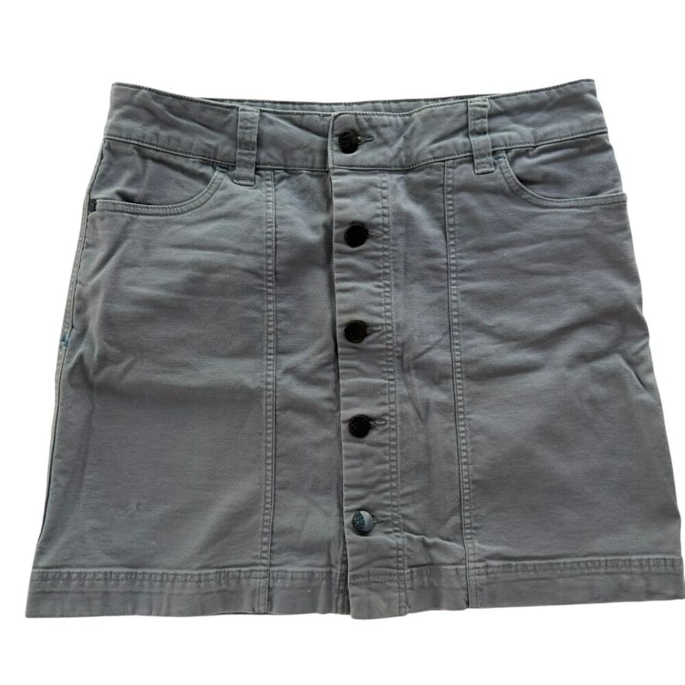 Stio Ladies Ralston Canvas Skirt Grey Size 2 Mini Button Front Camp Casual